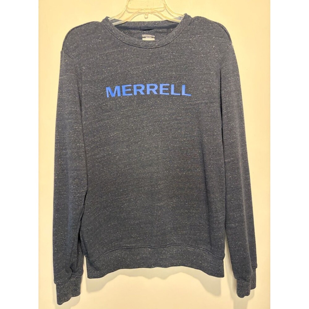 Merrell Navy Blue Heathered Crewneck Sweater Organic Cotton Blend Long Sleeve M
